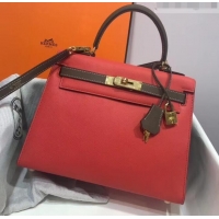 Best Luxury Hermes Kelly 28cm Top Handle Bag in Epsom Leather H422011 Red/Elephant Gray