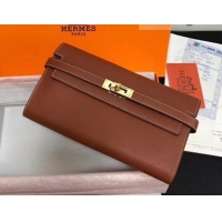 Shop Duplicate Hermes Kelly Wallet in Swift Leather H422012 Brown