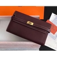 Best Quality Hermes Kelly Wallet in Swift Leather H422012 Burgundy