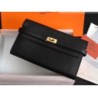 Good Product Hermes Kelly Wallet in Swift Leather H422012 Black