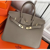 Stylish Hermes Birkin 25cm Bag Light Gray in Togo Leather With Gold Hardware 423012