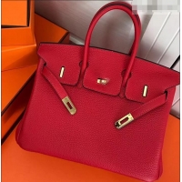 Promotional Hermes Birkin 25cm Bag Red in Togo Leather With Gold Hardware 423012
