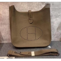 Luxury Hermes Evelyne III GM Bag in Original Togo Leather 423028 elephant gray