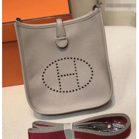 Best Quality Hermes Evelyne Mini Bag In Original Epsom Leather 423030 Light Gray