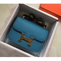 Top Design Hermes Constance MM Bag in Epsom Leather Denim Blue with Gold Hardware H42611