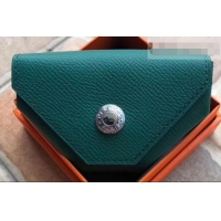 New Fashion Hermes Epsom Leather Le 24 Van Cattle Chevre Vintage Coin Purse H42616 Peacock Green