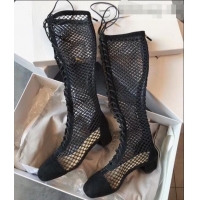 Low Price Dior Naughtily-D Laces Mesh Full Length Boots CD2309 Black 2019