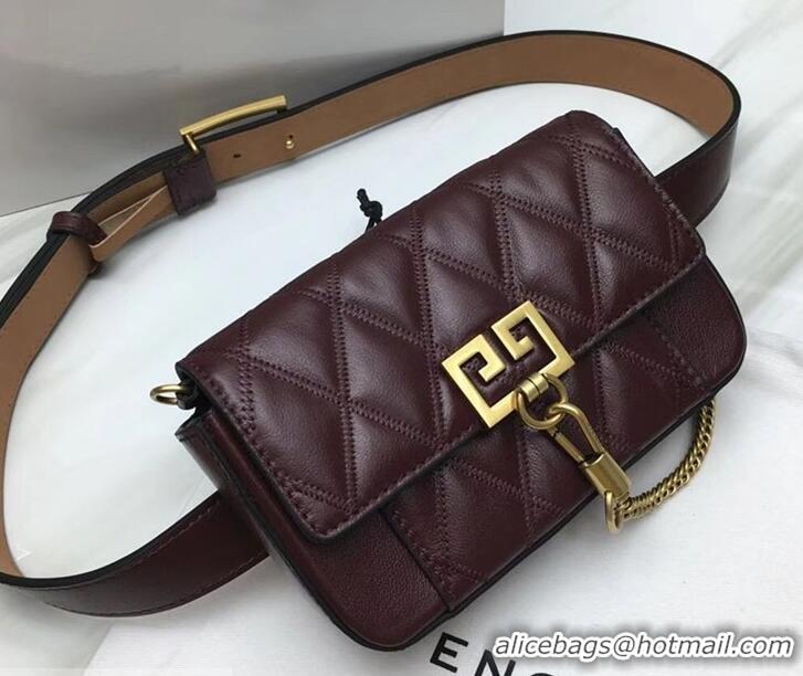 Duplicate Givenchy GV3 Lambskin Belt Bag 501450 Burgundy