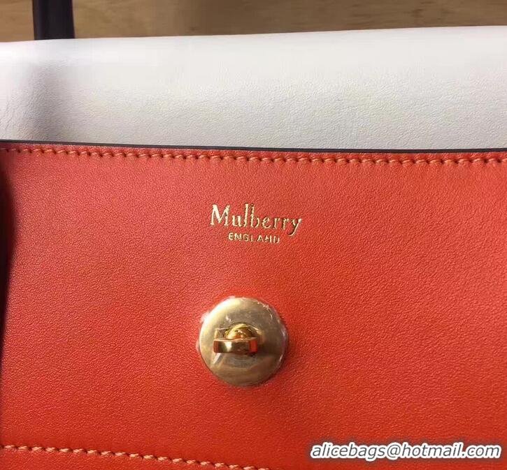 Luxury Hot MULBERRY BAYSWATER WITH STRAP CLASSIC GRAIN ORANGE/WHITE 516012