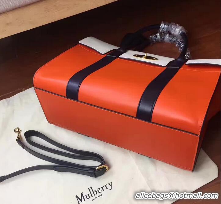 Luxury Hot MULBERRY BAYSWATER WITH STRAP CLASSIC GRAIN ORANGE/WHITE 516012