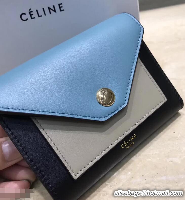Trendy Design Celine Pocket Medium Flap Wallet 103783 Blue