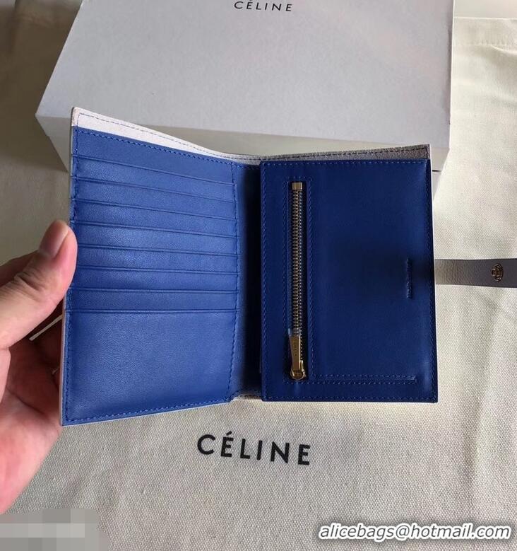 Luxury Celine Bicolour Medium Strap Multifunction Wallet 952102 White/Blue