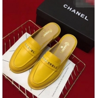Unique Chanel X Pharrell Capsule Collection Calfskin Slippers G89756 Yellow 2019