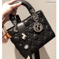 Good Quality Lady Dior My ABCDior Bag in Cannage with Badges CD510035 Black/Silver 2019