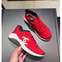 Sale Promotional CHANEL FABRIC SNEAKERS G34763 RED/BLACK 2019