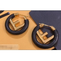 New Design Fendi F Is Fendi Loop Earrings F944285 Black/Gold