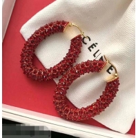 Free Shipping Discount Celine Crystal Ring Earrings C93001 Red