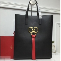Unique Grade Valentino N/S Long VRing Shopping Tote Bag 720050 Black