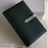 Low Price Celine Bicolour Large Strap Multifunction Wallet 952101 Dark Green/Pale Green