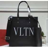 Promotional Valentino Calfskin VLTN Shopping Tote Bag 952314 Black