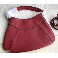 Lower Price Valentino Rockstud Shoulder Bag with Removable Strap 0118 Red 2019