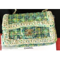 Top Grade Chanel Tweed Braided Classic Flap Small Bag AS0669 Light Green 2019