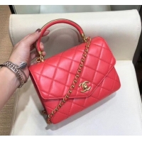 New Style Chanel Quilted Calfskin Small Flap Bag with Top Handle AS0625 Red 2019 