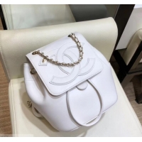 Popular Style Chanel Lambskin CC Logo Coco Backpack Bag AS0322 White 2019