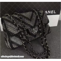 Good Looking Chanel Chevron Sequins 25cm Embellishment Classic Flap Bag 50306 Black