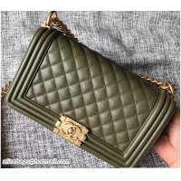 Perfect Chanel Medium Boy Flap Shoulder Bag in Lambskin Leather New Color 50309 Dark Green