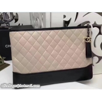 Sophisticated Chanel Gabrielle Pouch Clutch Large Bag A84288 Beige/Black