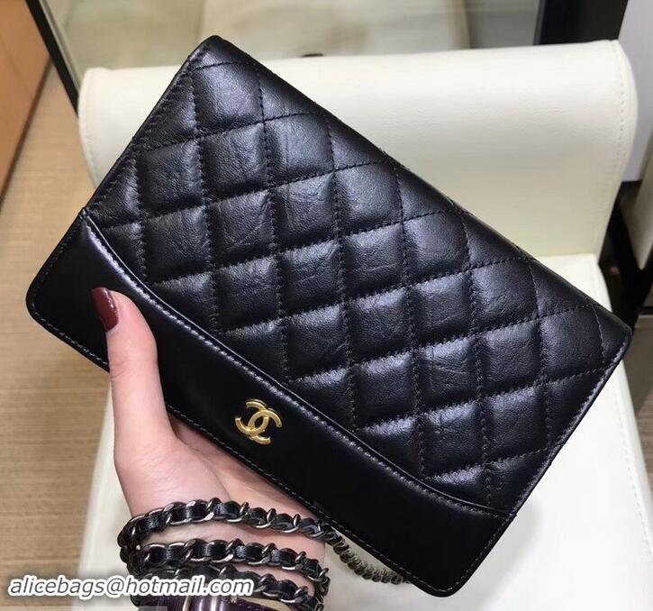 Top Design Chanel Aged Calfskin Gabrielle Wallet On Chain WOC Bag A84389 Black