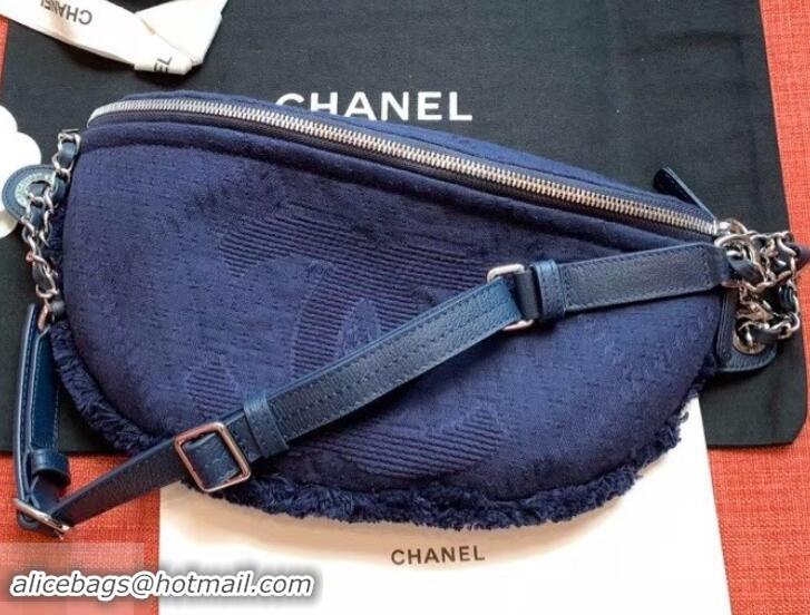 Best Quality Chanel Mixed Fibers Large Waist Bag AS0315 Blue 2019