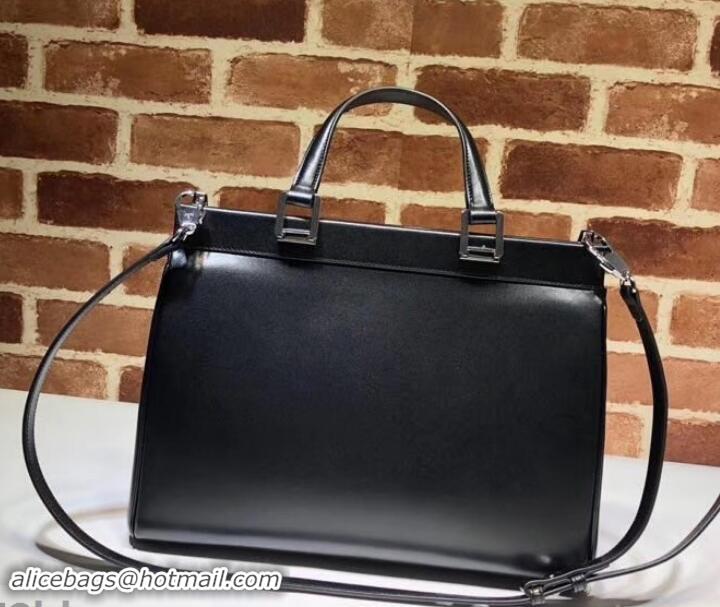 Good Quality Gucci Zumi Smooth Leather Medium Top Handle Bag 564714 Black 2019