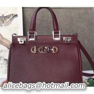 Top Grade Gucci Zumi Grainy Leather Small Top Handle Bag 569712 Burgundy 2019