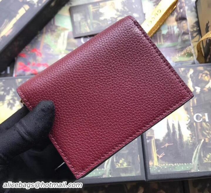 Discount Gucci Zumi Grainy Leather Card Case Wallet 570660 Burgundy 2019