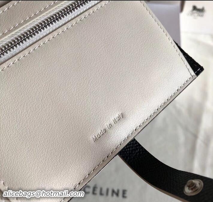 Stylish Celine Bicolour Medium Strap Multifunction Wallet 608012 Black/White