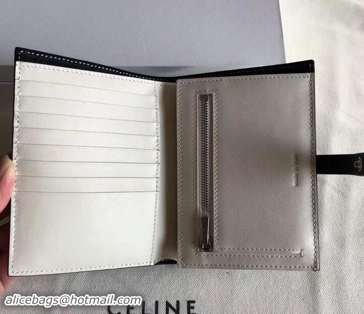 Stylish Celine Bicolour Medium Strap Multifunction Wallet 608012 Black/White