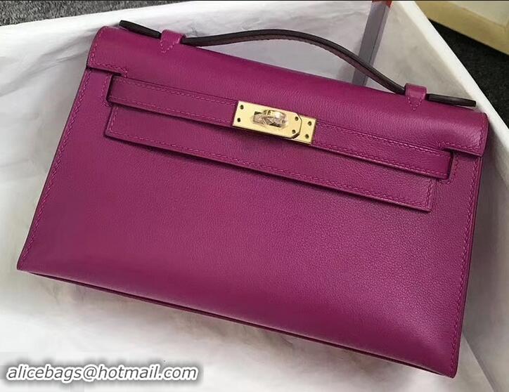 Best Design Hermes Kelly 22 Clutch Bag In Original Swift Leather 601011 Purple
