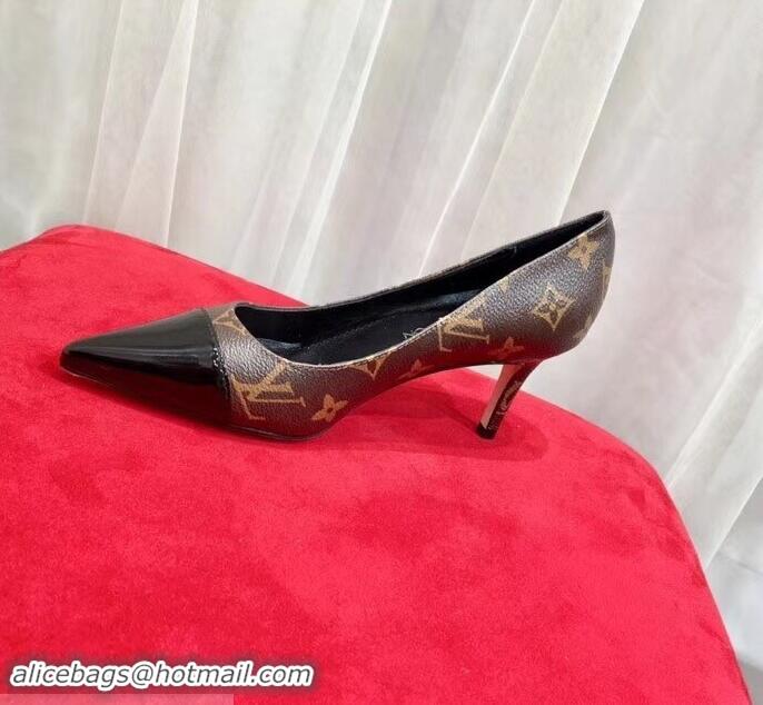 Modern Louis Vuitton Heel 6.5cm Fetish Pumps Monogram Canvas/Patent Black LV90302