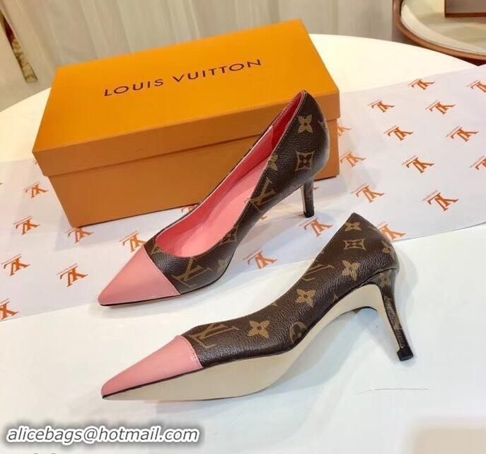 Discount Louis Vuitton Heel 6.5cm Fetish Pumps Monogram Canvas/Patent Pink LV90304