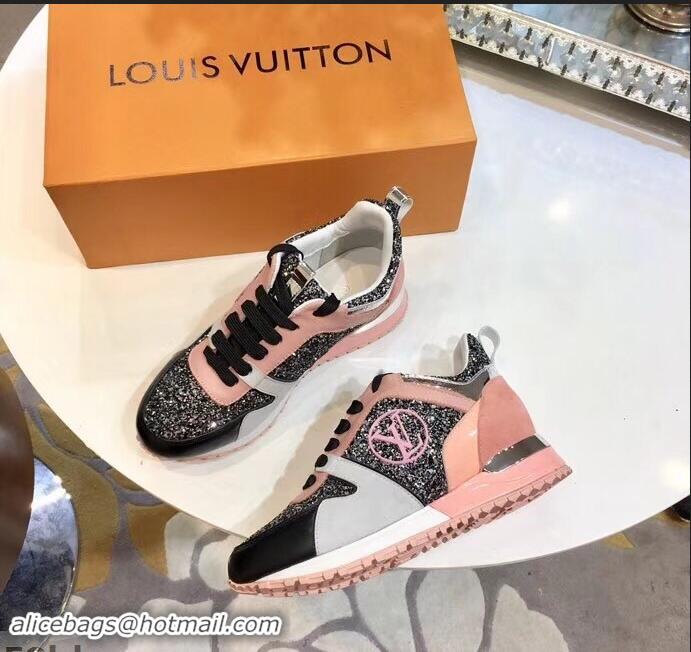 Cheapest Louis Vuitton Run Away Sneakers LV92212 Glitter Black/Gray/Pink