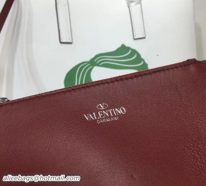 Fashion Valentino Print N/S Long VRing Shopping Tote Bag 601438  White