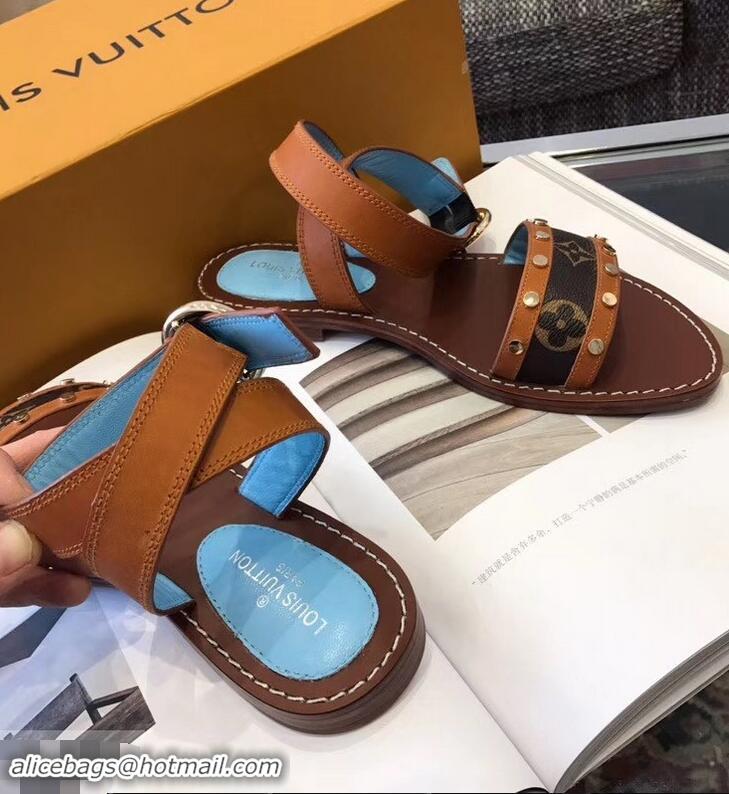 Cheap Louis Vuitton Passenger Flat Sandals LV93301 Cognac Brown 2019