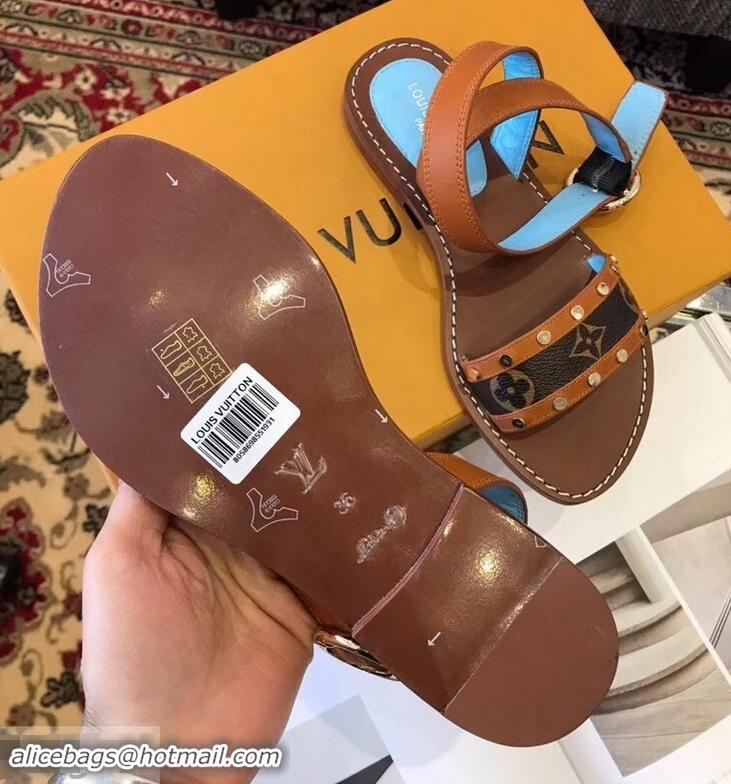 Cheap Louis Vuitton Passenger Flat Sandals LV93301 Cognac Brown 2019