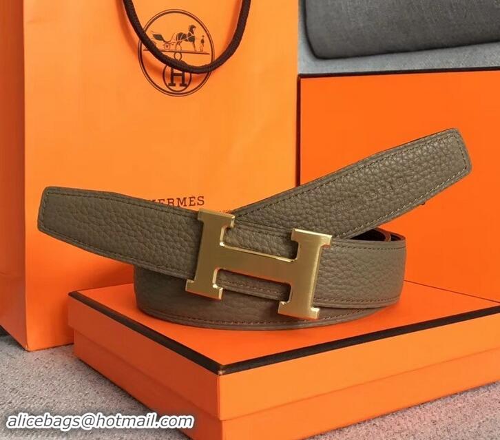 Good Quality Hermes Width 3.2cm Reversible Leather Constance H Buckle Belt 619020 Etoupe/Gold