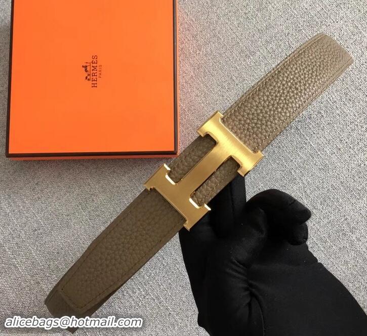 Good Quality Hermes Width 3.2cm Reversible Leather Constance H Buckle Belt 619020 Etoupe/Gold