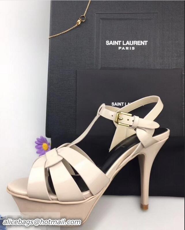 Spot Bulk Saint Laurent Tribute Sandals In Patent Leather Y96433 Creamy