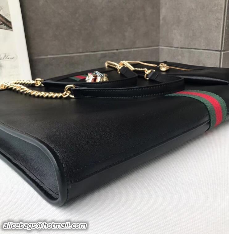 Most Popular Gucci Vintage Web Rajah Large Tote Bag 537219 Leather Black 2019