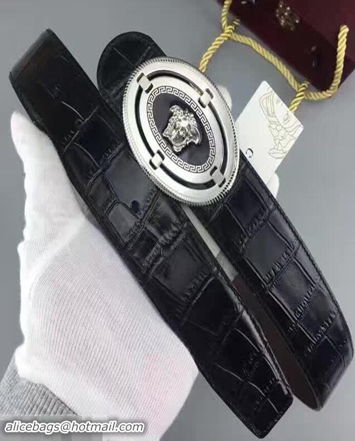 Affordable Price Versace Calfskin Leather Belt Stereo Buckle(99-722103)